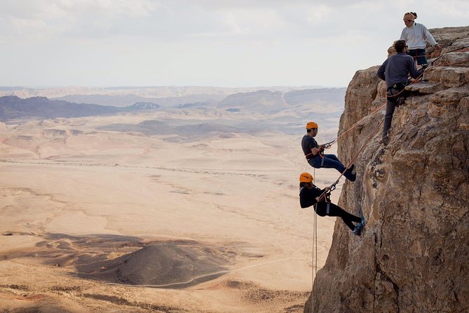Rappelling Down the Ramon Crater Cliff - Ramon Crater rappelling is a desert adrenaline moment with real instruction