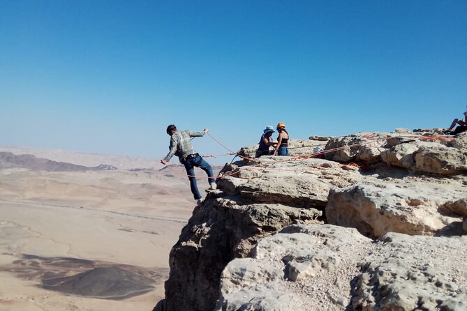 Rappelling Down the Ramon Crater Cliff - The views over Ramon Crater and toward the Jordanian highlands